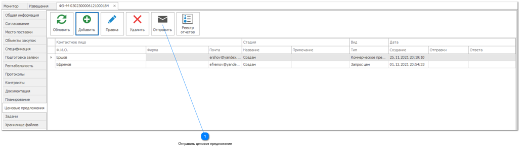 7.5.4. Отправка ценовые предложения